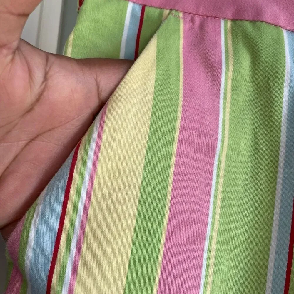 Loudmouth Mens Bermuda Golf Short 38 Pastel Striped Flat-Front Cotton 11” Inseam